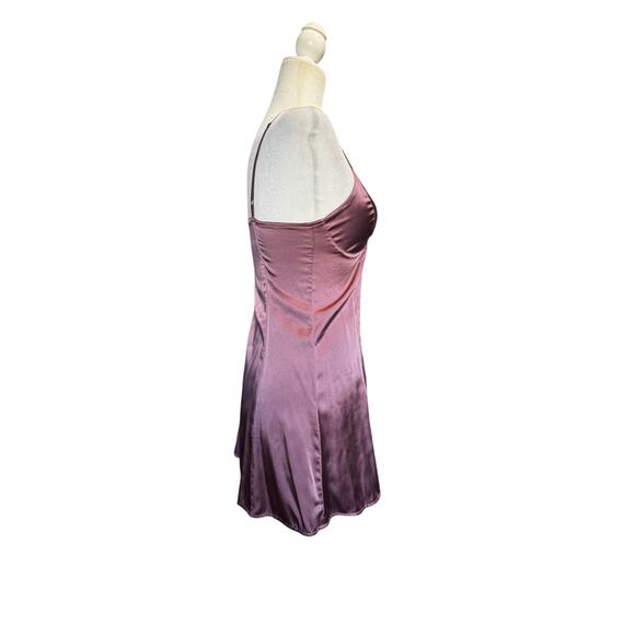 Chansonette 95% Silk Slip Dress Babydoll Top Mauve Adjustable Straps Side Zip - Picture 5 of 8
